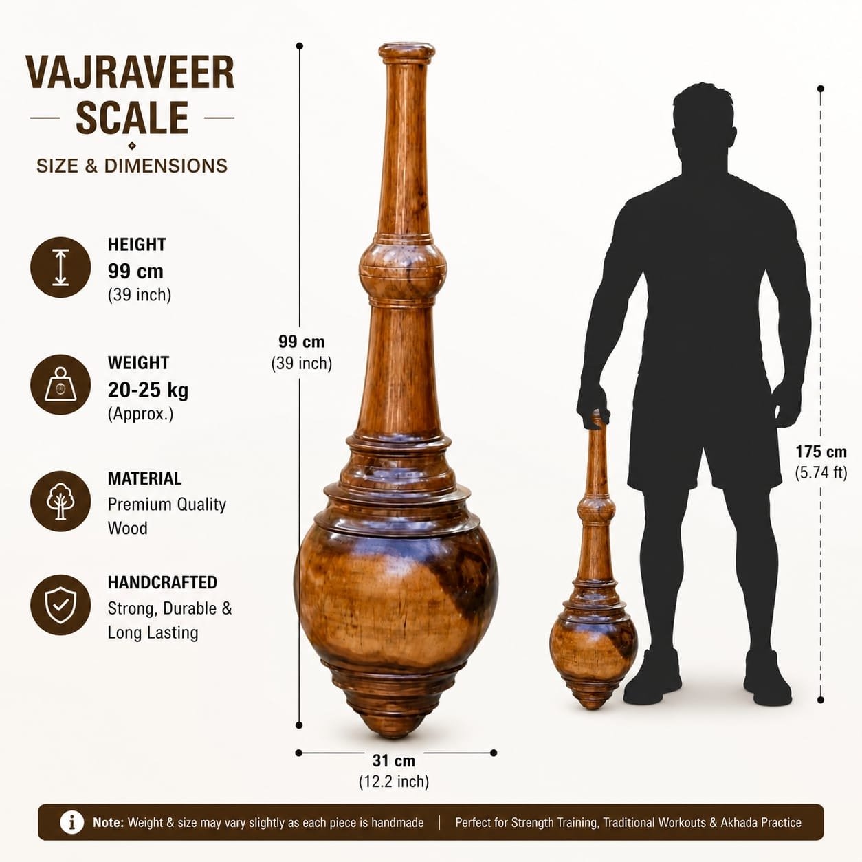 Hashco - Vajraveer Gada / ultimate warrior wooden mace - Image 2