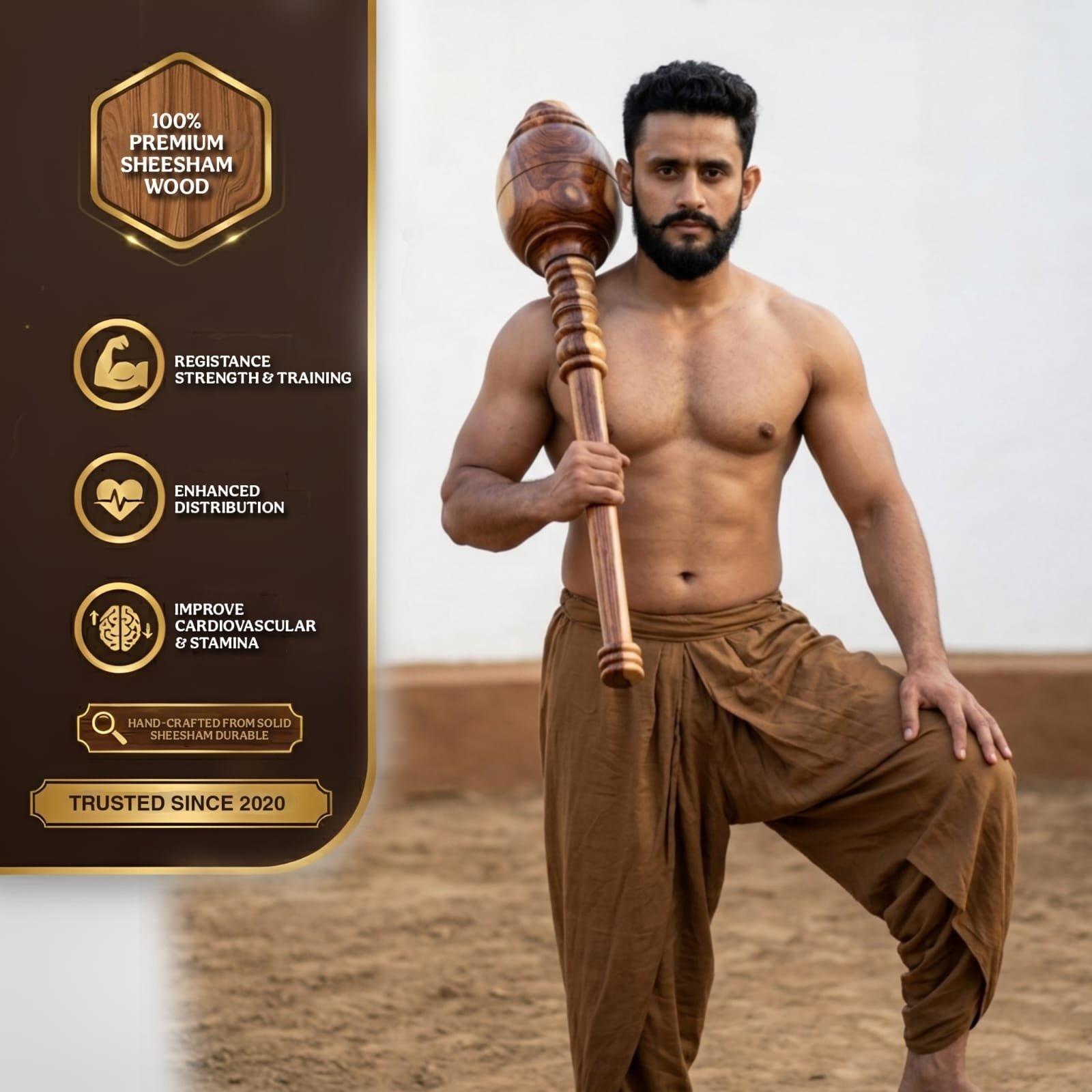 Hashco - Hanuman Gada / Solid Wooden macebell - Image 3