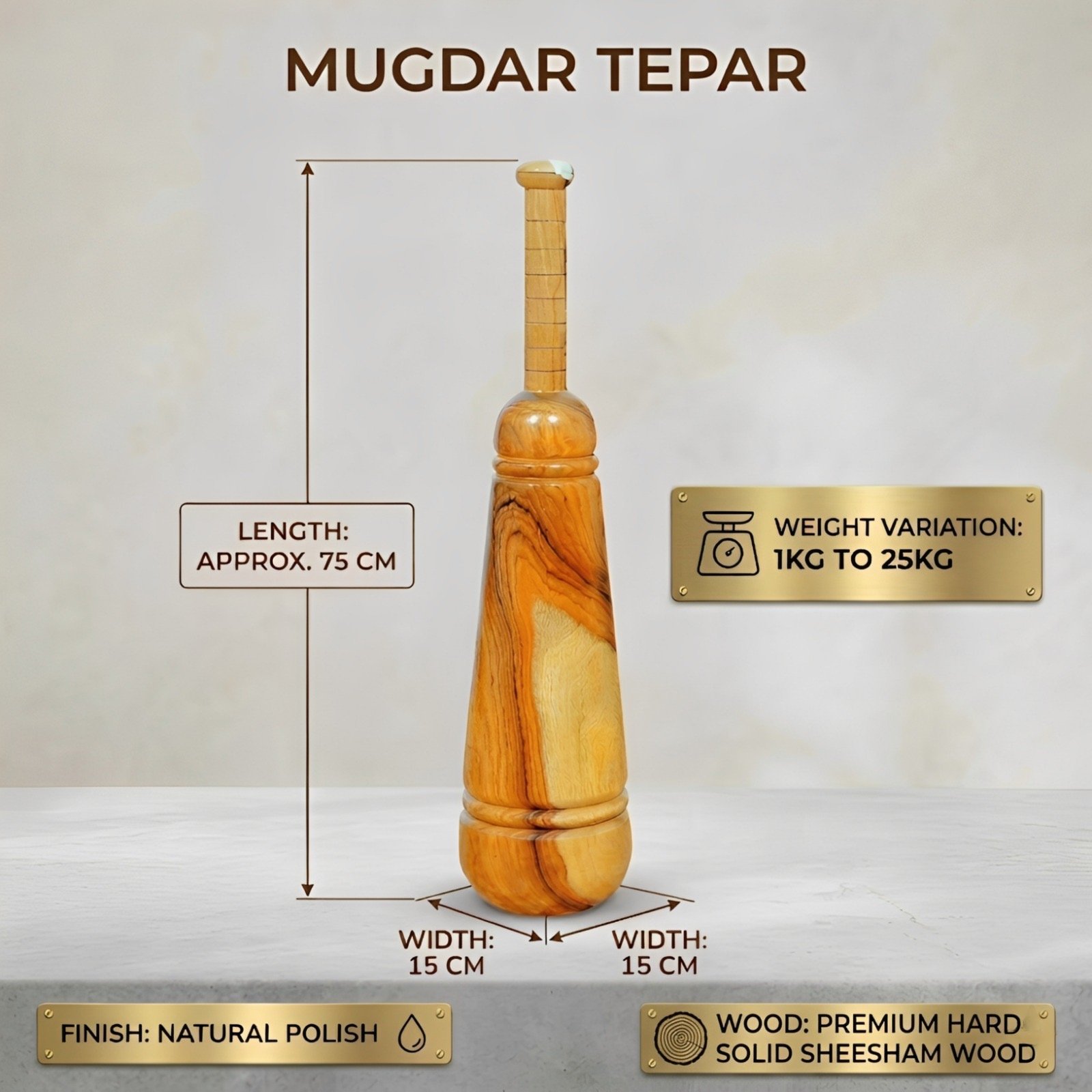 Hashco - Taper Design Mugdar / Indian club for core stabilization - Image 3